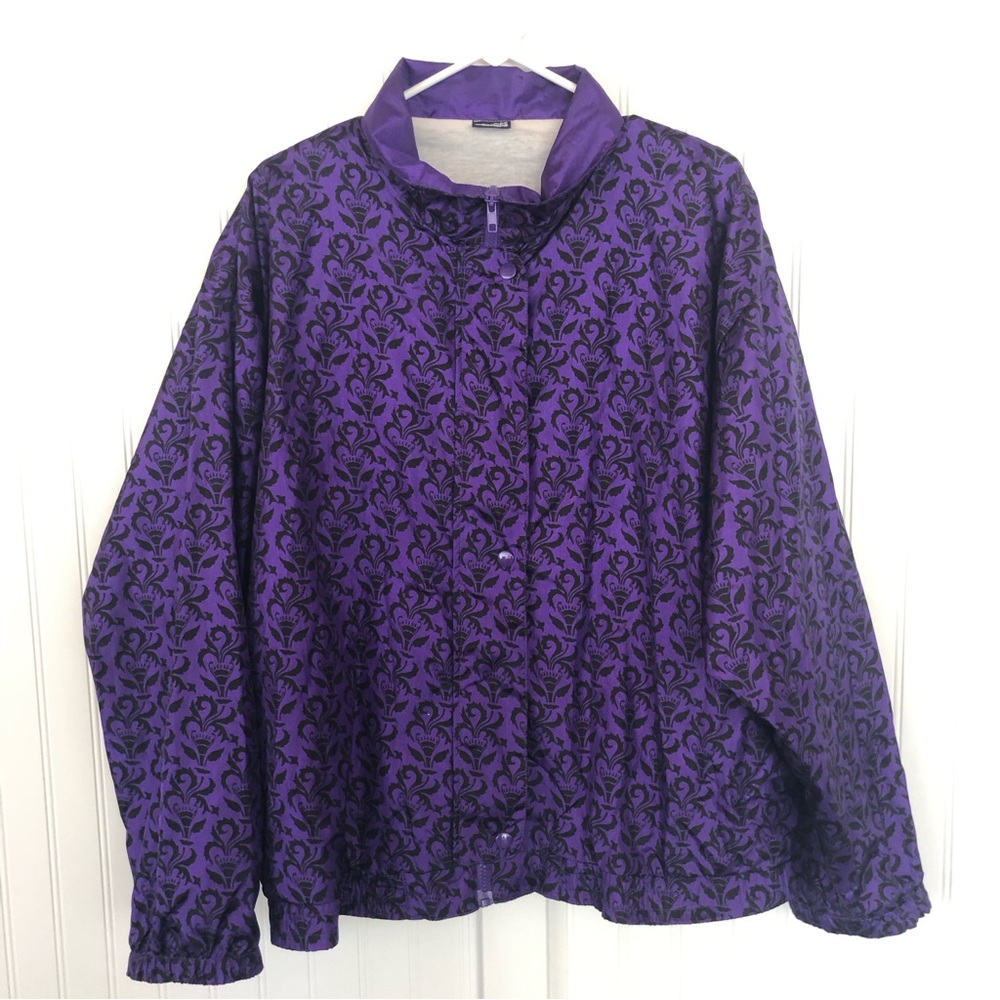 Vintage 90s Y2k Purple Plus Size Windbreaker Track Jacket Wind Suit Jacket
